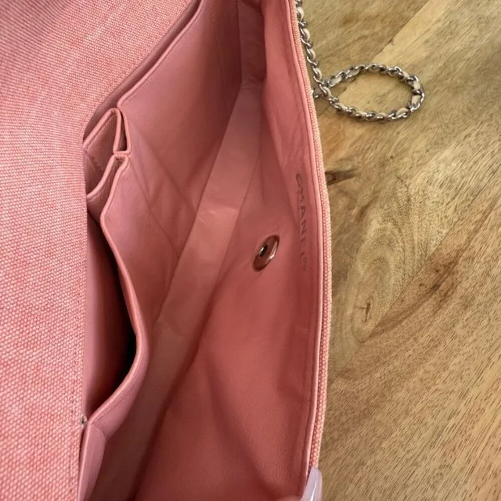 Chanel Pink Chocolate Bar Canvas Shoulder Bag